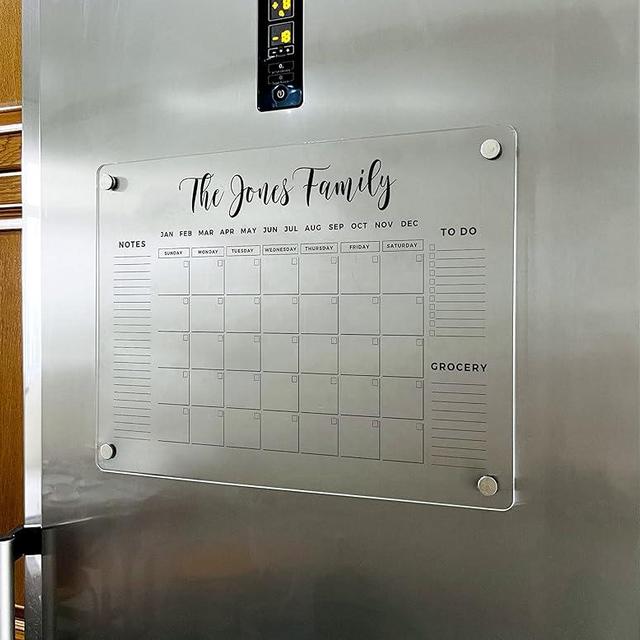 Dry Erase Calendar - Magnetic Fridge Personalized Calendar 2025 - Magnetic Monthly Acrylic Calendar - Acrylic Magnetic Kitchen Board - Kitchen Wall Decor