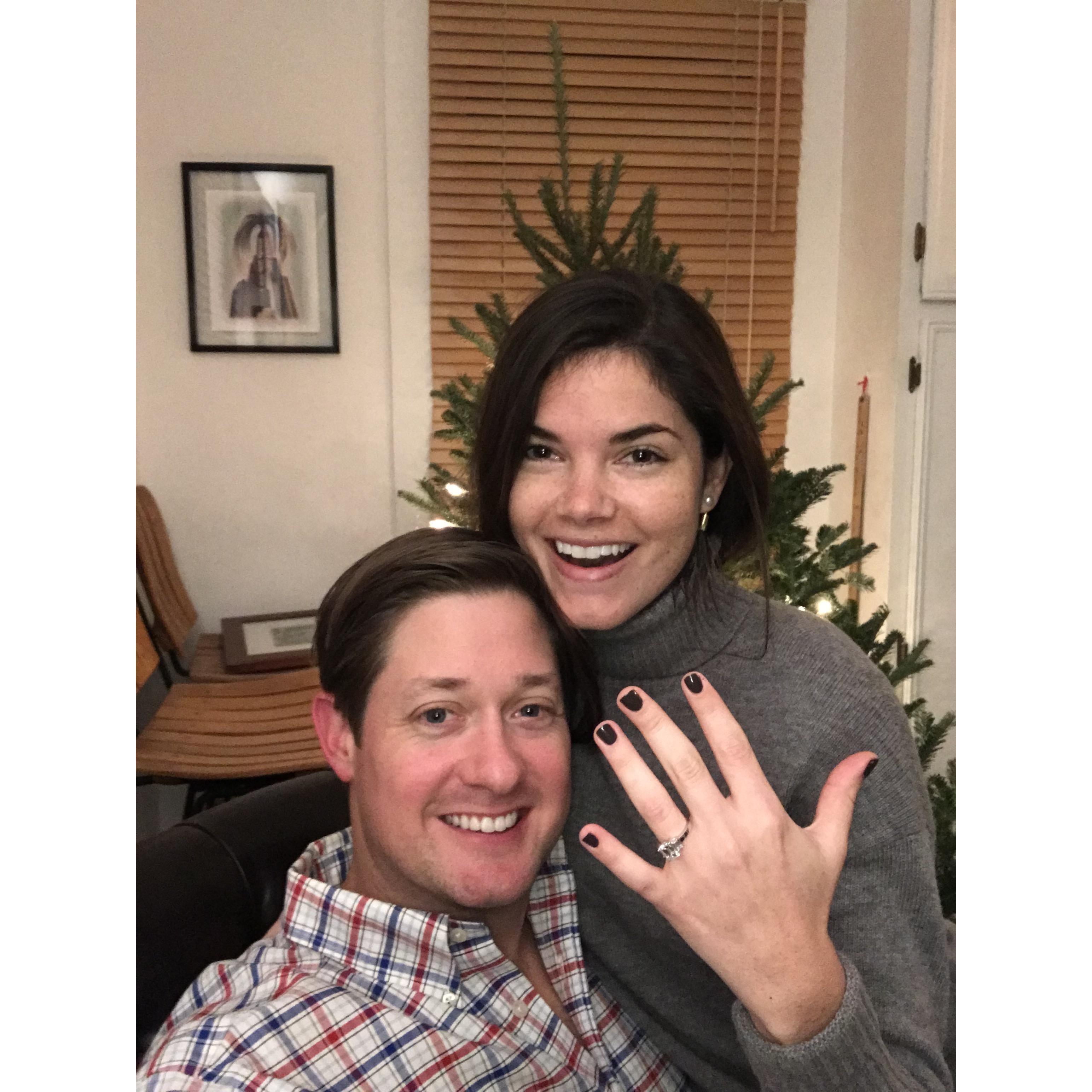 Right after Jim proposed during our Christmas date at his apartment!