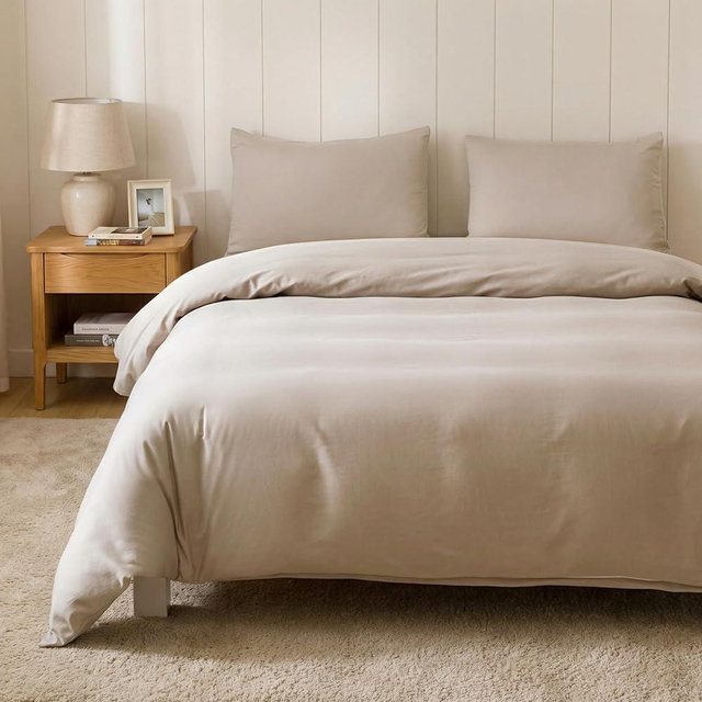 HeimenAogo Egyptian Cotton Duvet Cover King Size Ultra Soft and Breathable Bedding Set with Zipper Closure Long Staple Pre-Washed Cotton Duvet Cover Oatmeal Gray 3Pcs (104"×90")