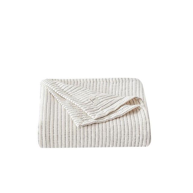 Full/Queen Woven Stripe Bed Blanket Natural - ED Ellen Degeneres