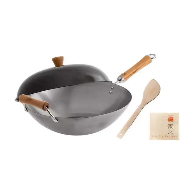Joyce Chen 4-Piece Uncoated Carbon Steel Wok Set