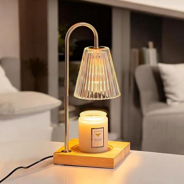 White Candle Warmer Lamp with Timer Dimmer Electric Remote - 2 Bulbs Automatic Wooden Base Aromatherapy Fragrance Scented Jar 3 Wicks Glass Vintage Wax Warmer Light Burner Melter Home Decor Gifts