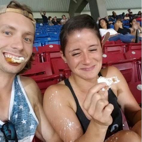 Learning how to eat fried dough for the first time...I guess we're not very good at it :)