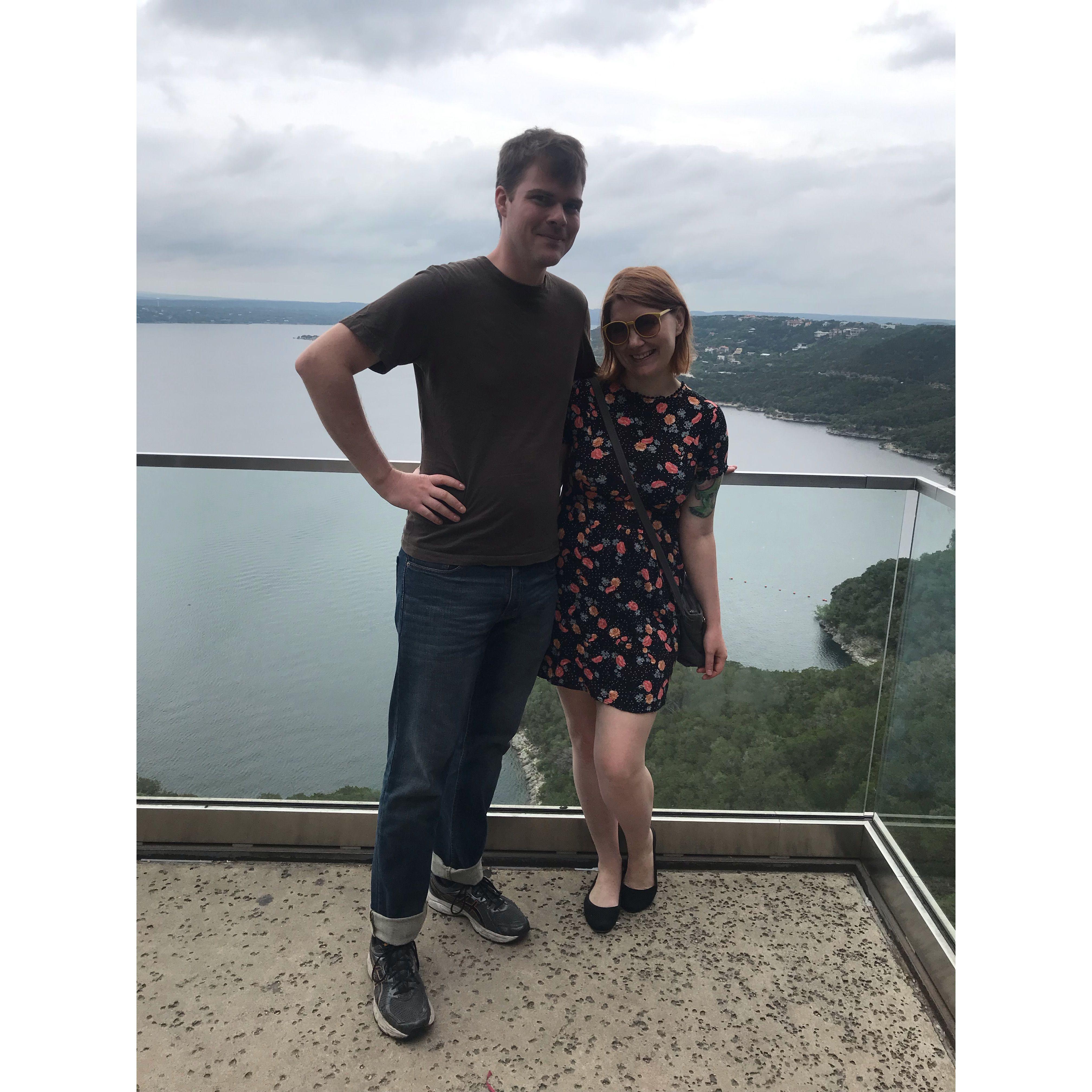 Visiting Shannon's brother in Austin, Texas. This is at a Mexican restaurant that had a surprisingly picturesque backdrop.