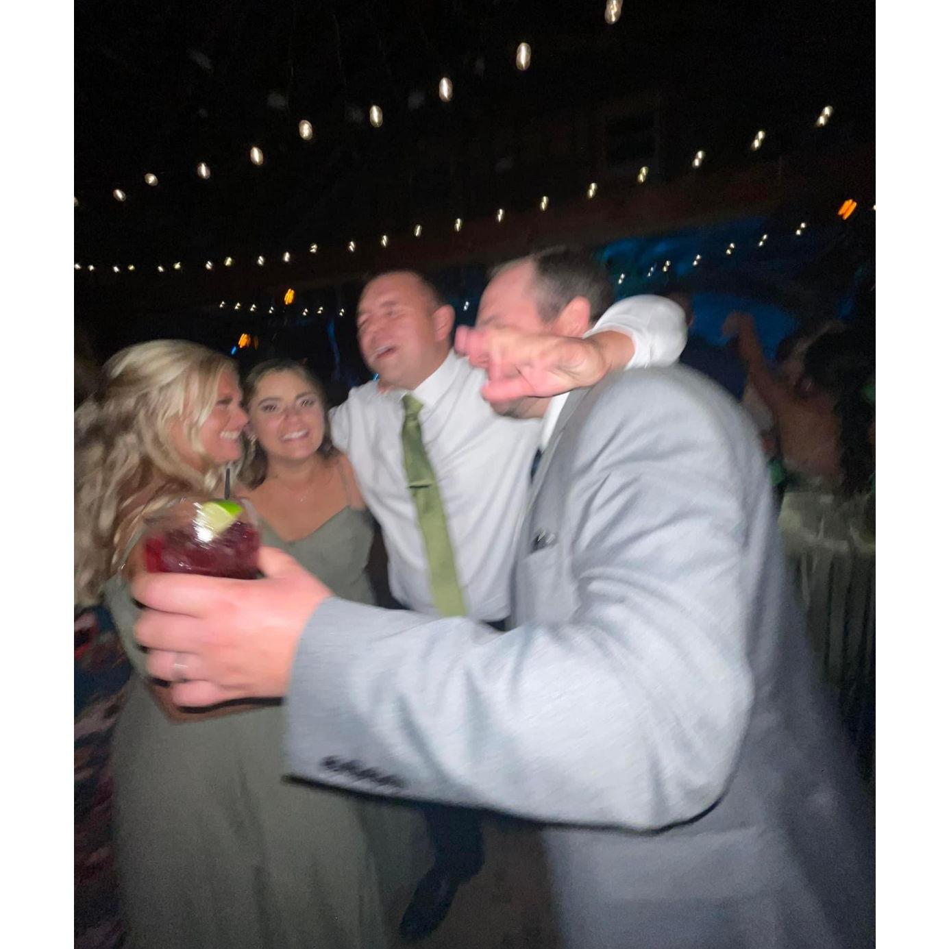 Our first wedding together (Lindsay & Harrisons), dancing with Kristen & Chris!