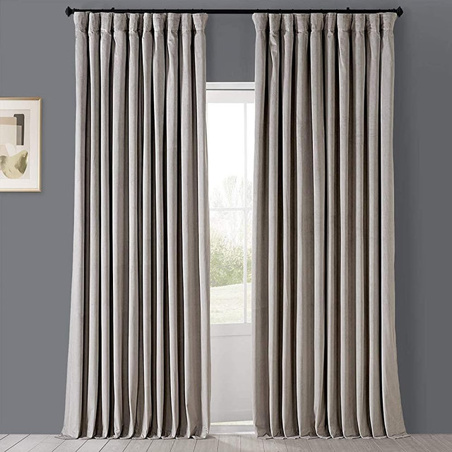 HPD Half Price Drapes Blackout Curtain Signature Velvet - Extra Wide VPCH-VET160405-96 (1 Panel), 100 X 96, Cool Beige