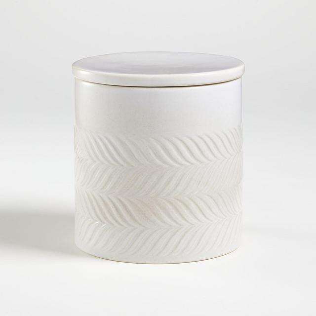 Fern Medium White Ceramic Canister