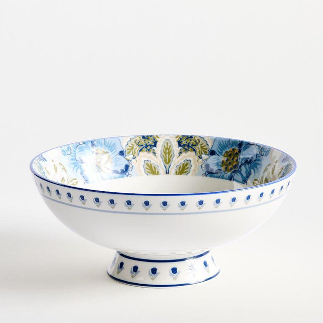 Kravet Jardin Footed Serving Bowl, Azure