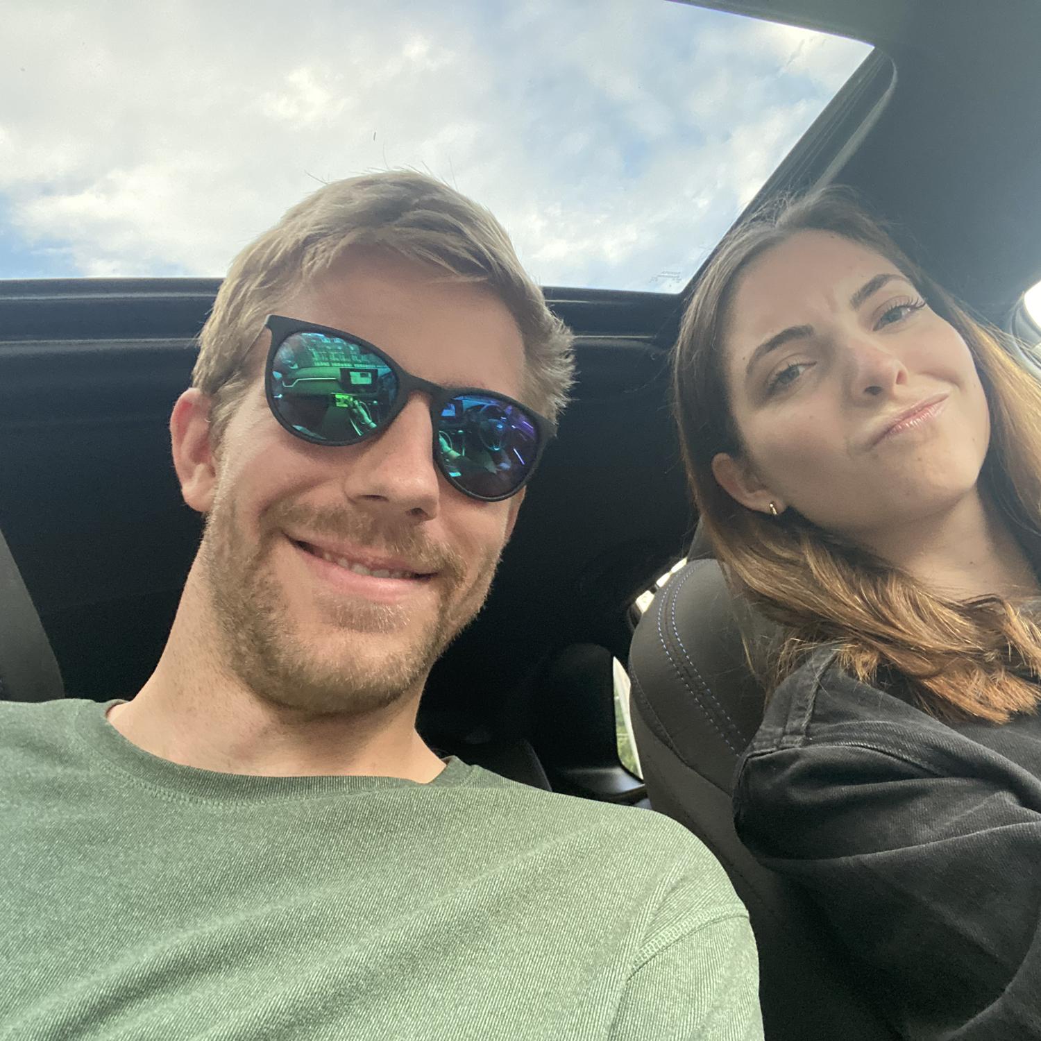 Pete didn't have sunglasses - so he wore Heidi's