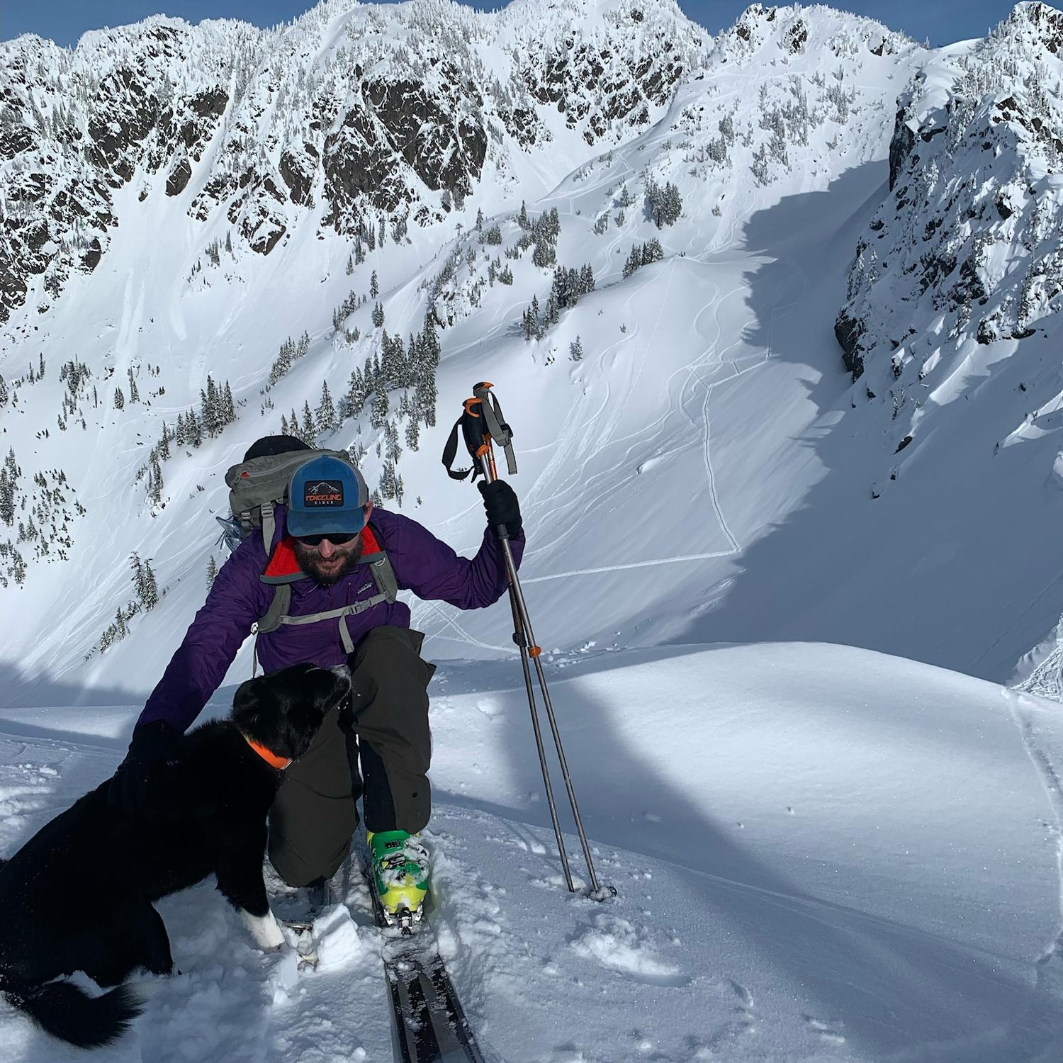 Annie admiring her tracks in the Baker backcountry