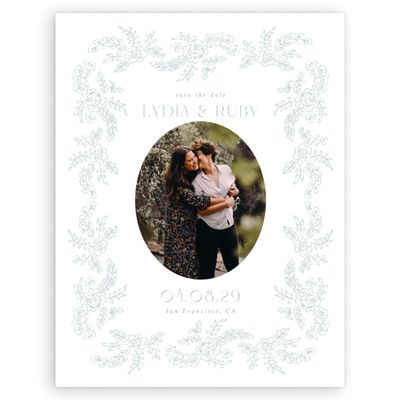 Soft Teal, White Wedding Digital Save the Date - Petalo Photo
