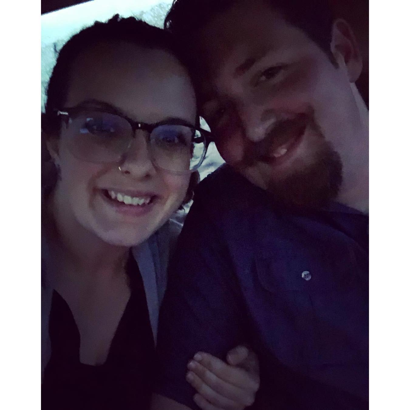 Our one month anniversary. A drive in to see the movie Bumblebee. We had a blast just holding hands and sitting next to each other! So smitten and so happy!
