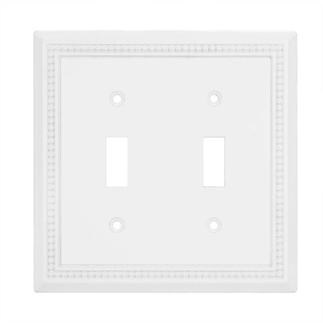 Sunken Pearls Decorative Wall Plate Switch Plate Outlet Cover, Durable Solid Zinc Alloy (Double Toggle, White)