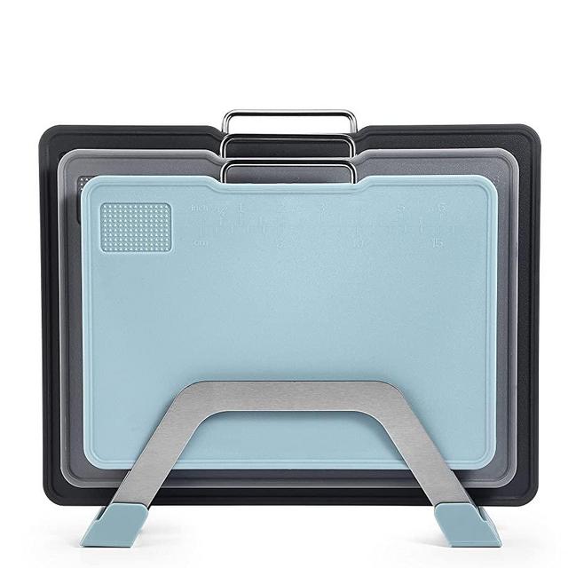 Domonic Home Large Cutting Board Set, Cutting Boards for Kitchen Dishwasher Safe, Plastic Cutting Board with Holder, Chopping Board Set of 3, Juice Grooves, Non-Slip