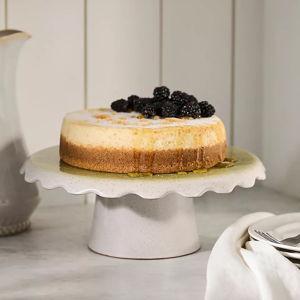Ruffle Reactive Glaze Stoneware Cake Stand