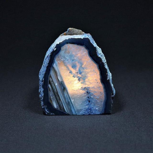 Blue Agate Candle Holder Agate Stone Cut...