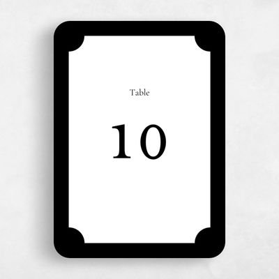 Black Rounded Wedding Table Number - Blake