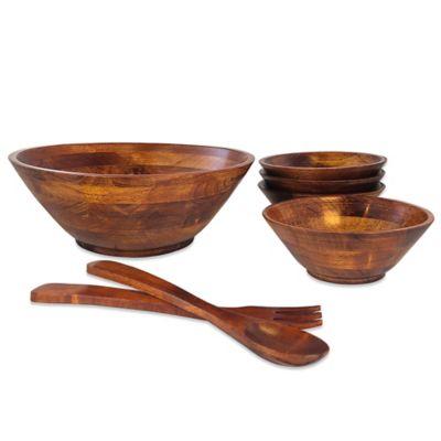 7-Piece Acacia Wood Salad Set in Cherry