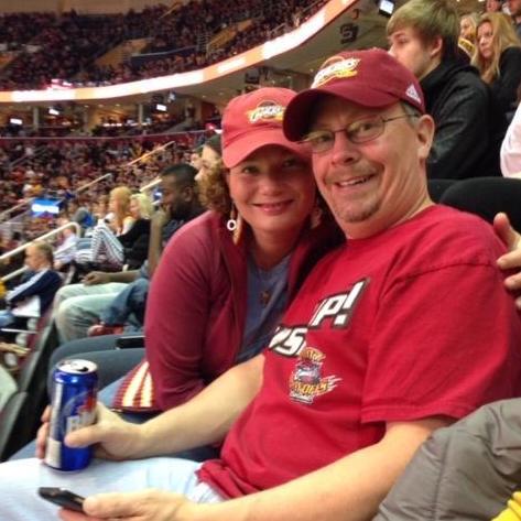 Enjoying great seats at a CAVS game with Mike & Felisha!