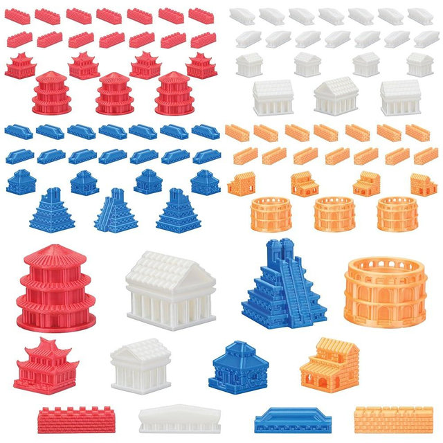 Custom Civilizations for Catan Board Game | Replacement Player Sets | Settlers Pieces | Base Cities Settlements Roads | 3D Printed (4 Player Bundle)