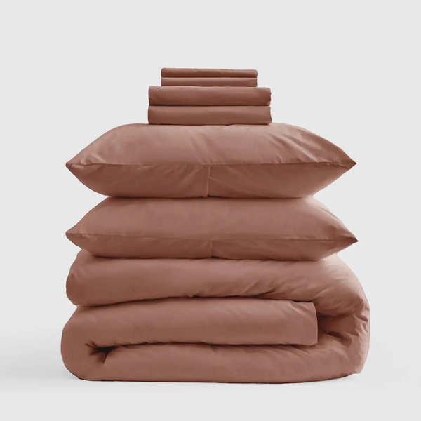 Classic Organic Percale Deluxe Bedding Bundle QUEEN - CLAY