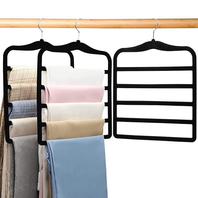 Organization and Storage,3 Pack Pants-Hangers-Space-Saving,Closet-Organizers-and-Storage,Non Slip Velvet Hanger for Closet Organizer,College-Dorm-Room-Essentials,Closet Storage for Jean Trousers Scarf