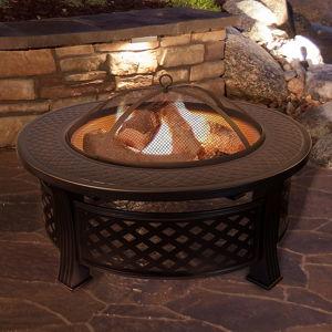 Nature Spring 32-in W Black with Bronze Steel Wood-Burning Fire Pit