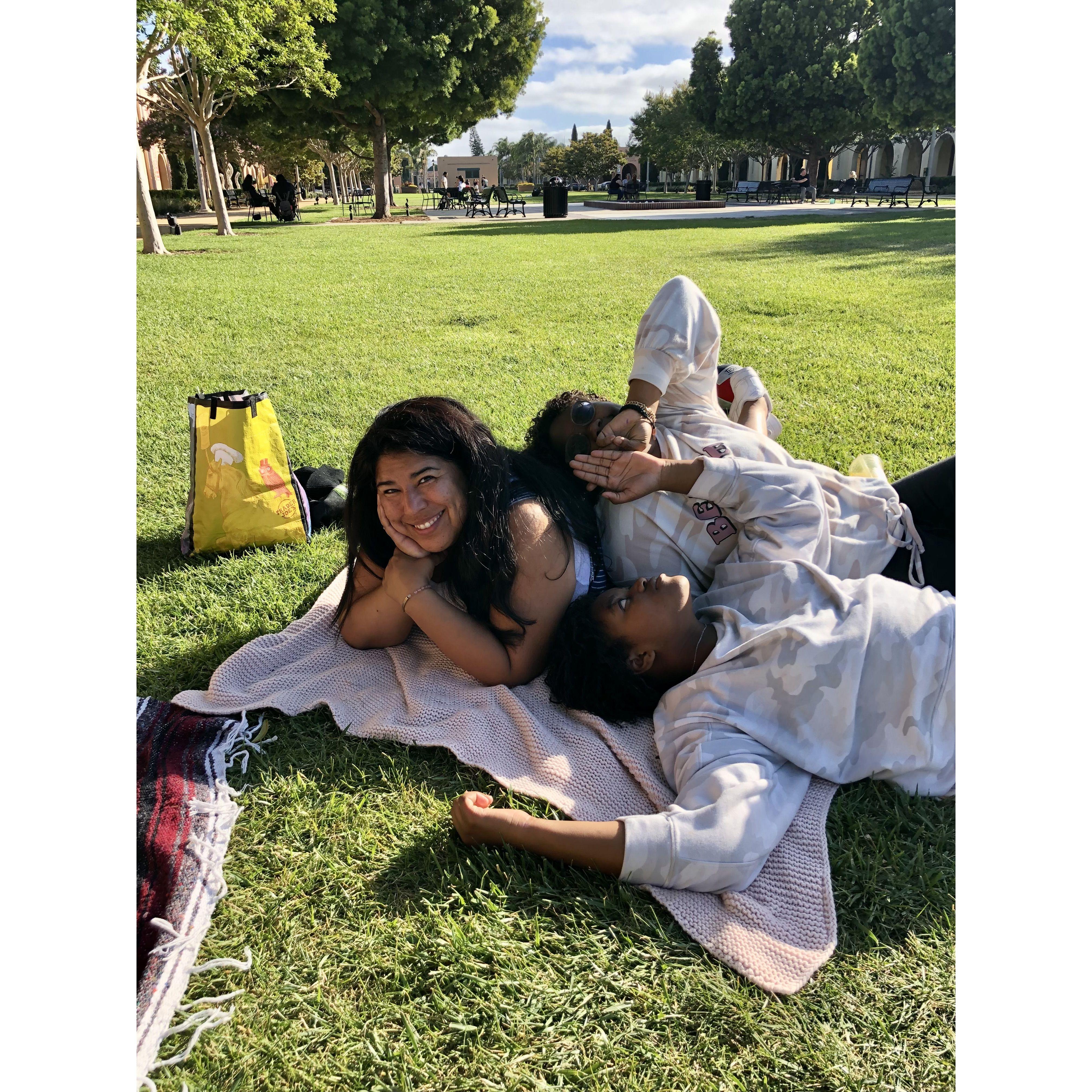 Me and the girls Laila and Zoe just relaxing having a picnic with friends!