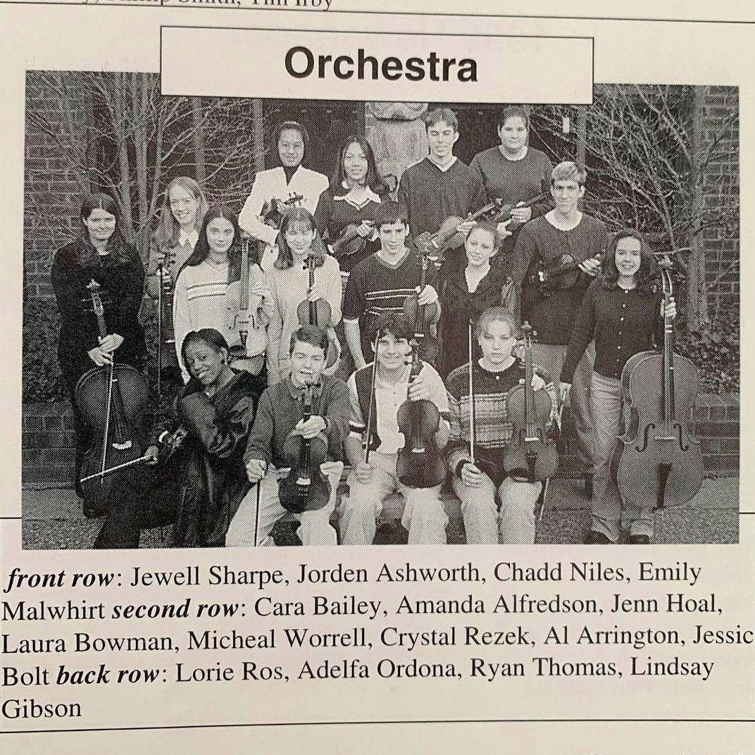 Monacan High School yearbook photo from 1999. Laura's eyes are closed and Michael's name is misspelled.