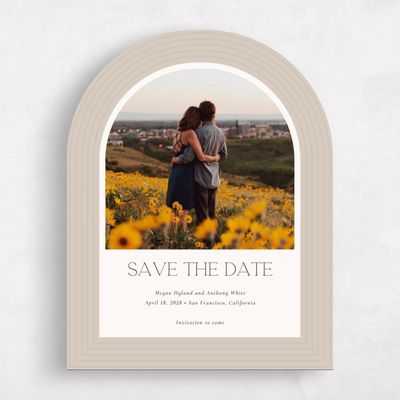 Beige Arch Wedding Save the Date - Majestic Photo