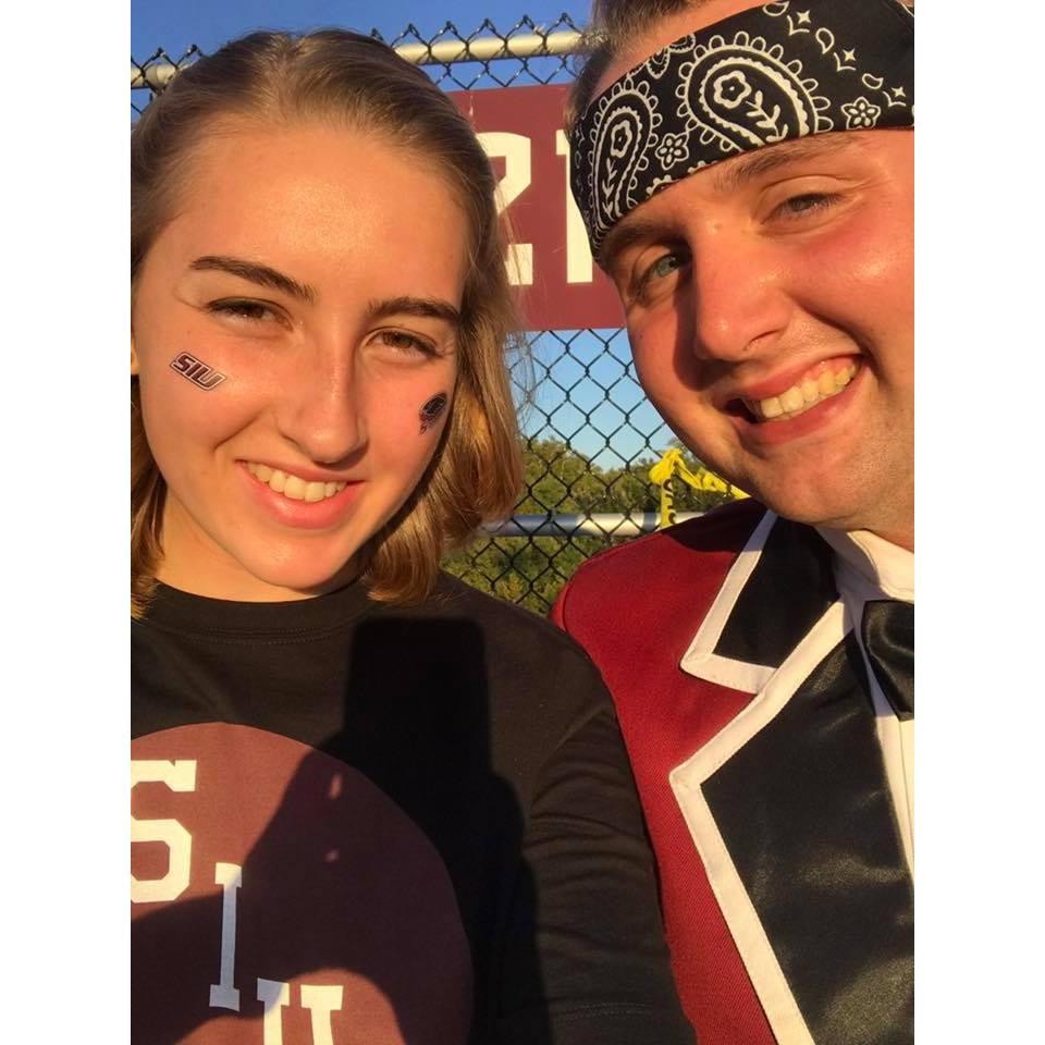 This is from one of our many football games where Justin was playing for the Marching Salukis.