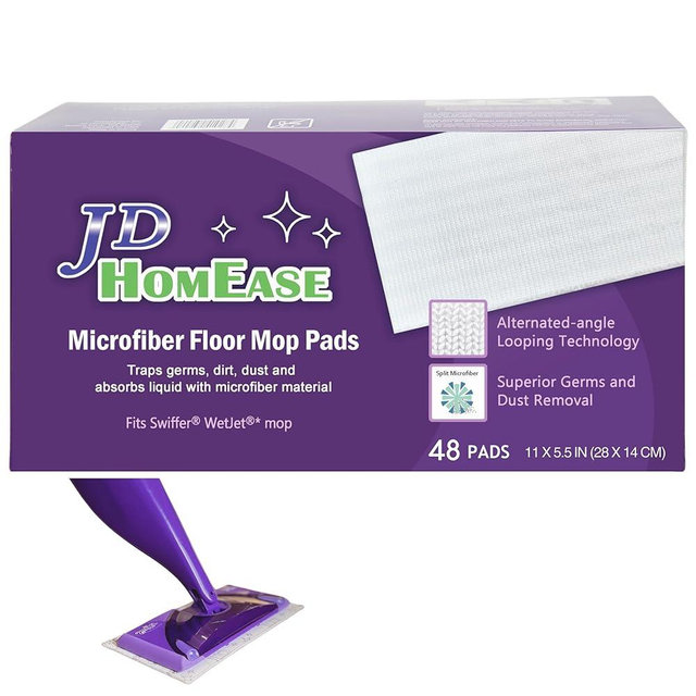 JD HOMEASE Microfiber Floor Cleaner Spray Mop Pads, 48 Count, for Swiffer WetJet, All Purpose Multi Surface, Hardwood, Spray Mop Pad Refill