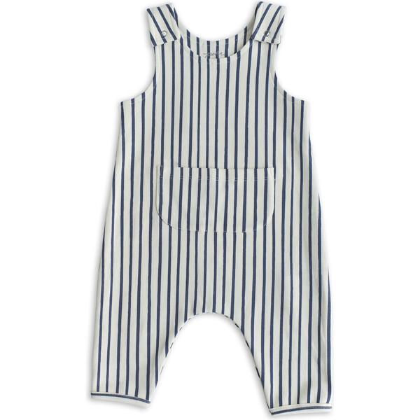 Stripes Away Organic Cotton Overall Romper, Ink 6-12 months