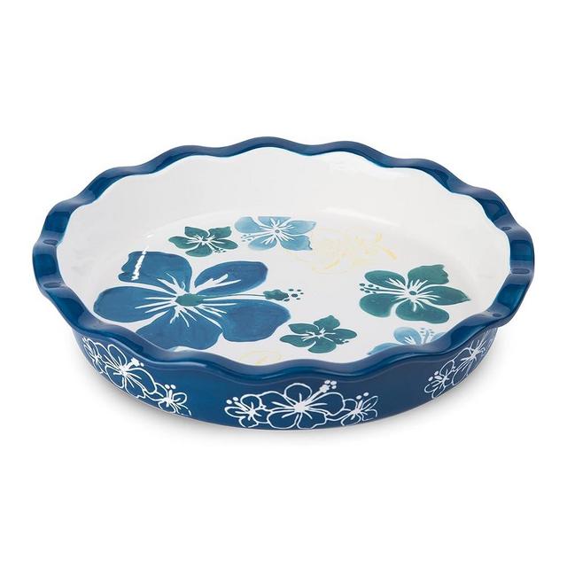 Sagoskat Pie Pan Ceramic Pie Plate, 9 inch Deep Dish Pie Pans, Nonstick Pie Pans for Baking, Blue and White Floral Pie Dish For Kitchen