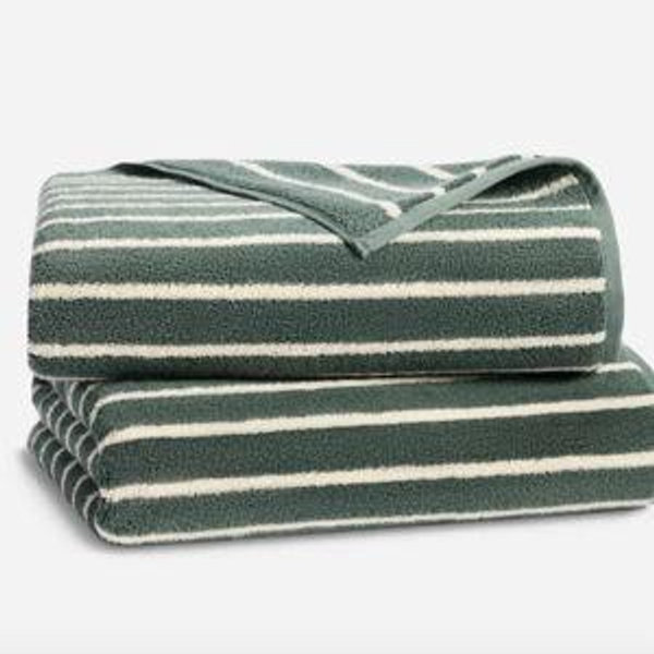 Super-Plush Turkish Cotton Bath Sheet Bundle Striped Botanical Green
