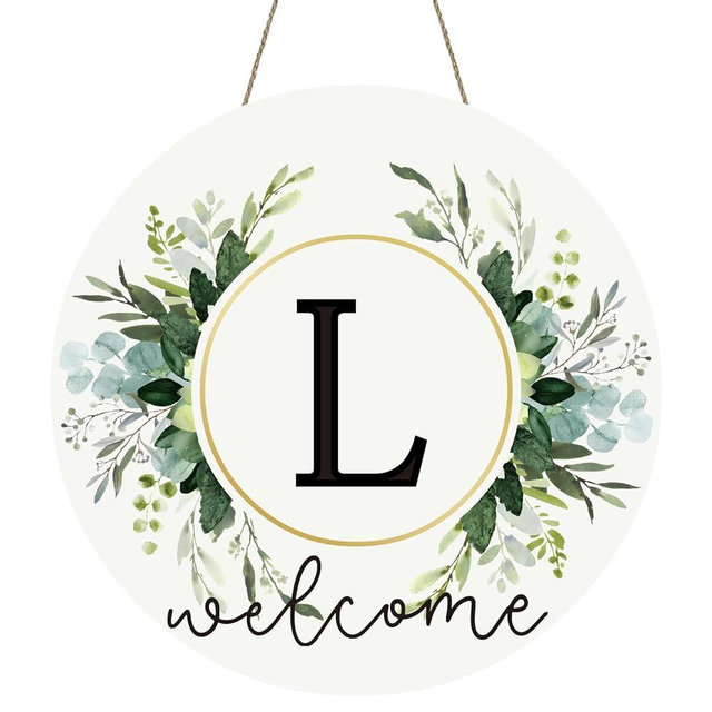 Monogram Letter L Wreaths for Front Door Wreath Wooden Welcome Sign for Front Door Decor Floral Family Last Name Initial House Warming Spring Summer Porch Rustic Wall Home Kitchen Boho Decorations
