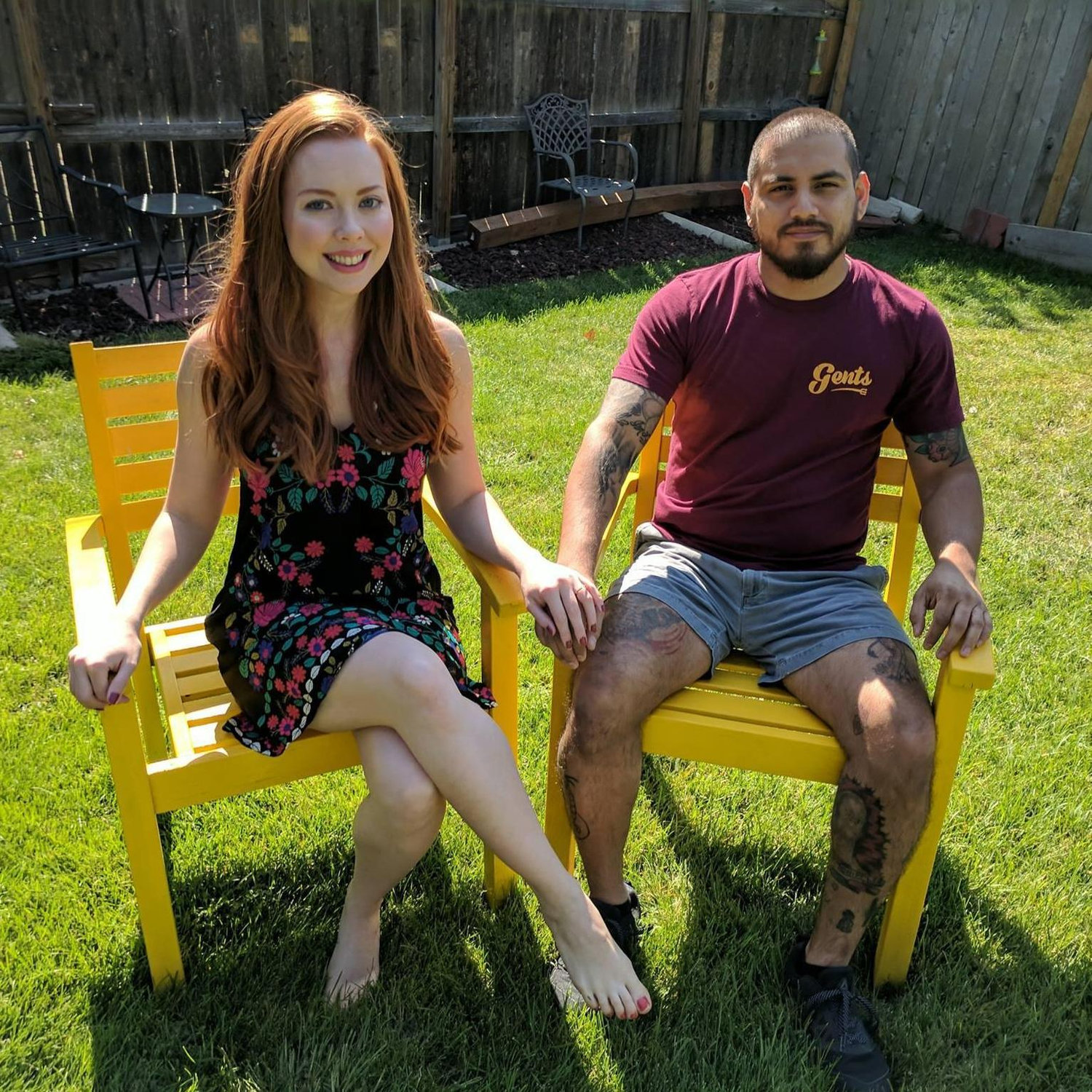 Taken in Denver, Colorado right after we got engaged. Good thing this AirBnB had a nice yard!
