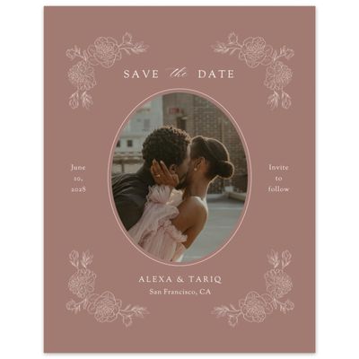 Chestnut, Brown Wedding Digital Save the Date - Mauve Photo