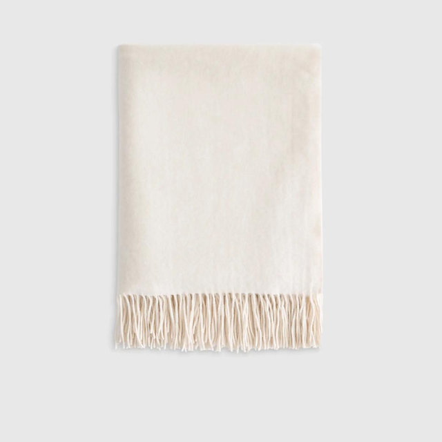 Mongolian Cashmere Throw - Ivory, 50x70