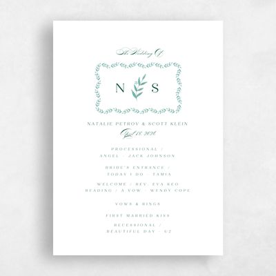 Emerald, Green Wedding Program - Kitts