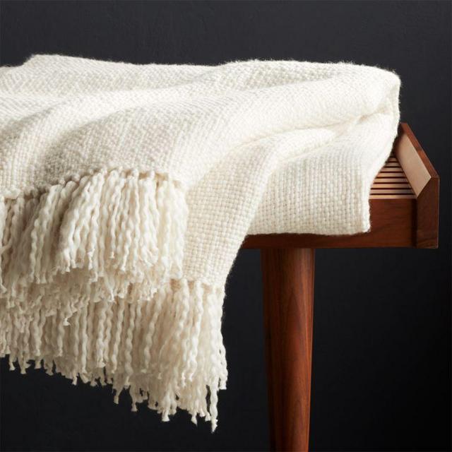 Styles 80"x80" Ecru Fringe Throw Blanket