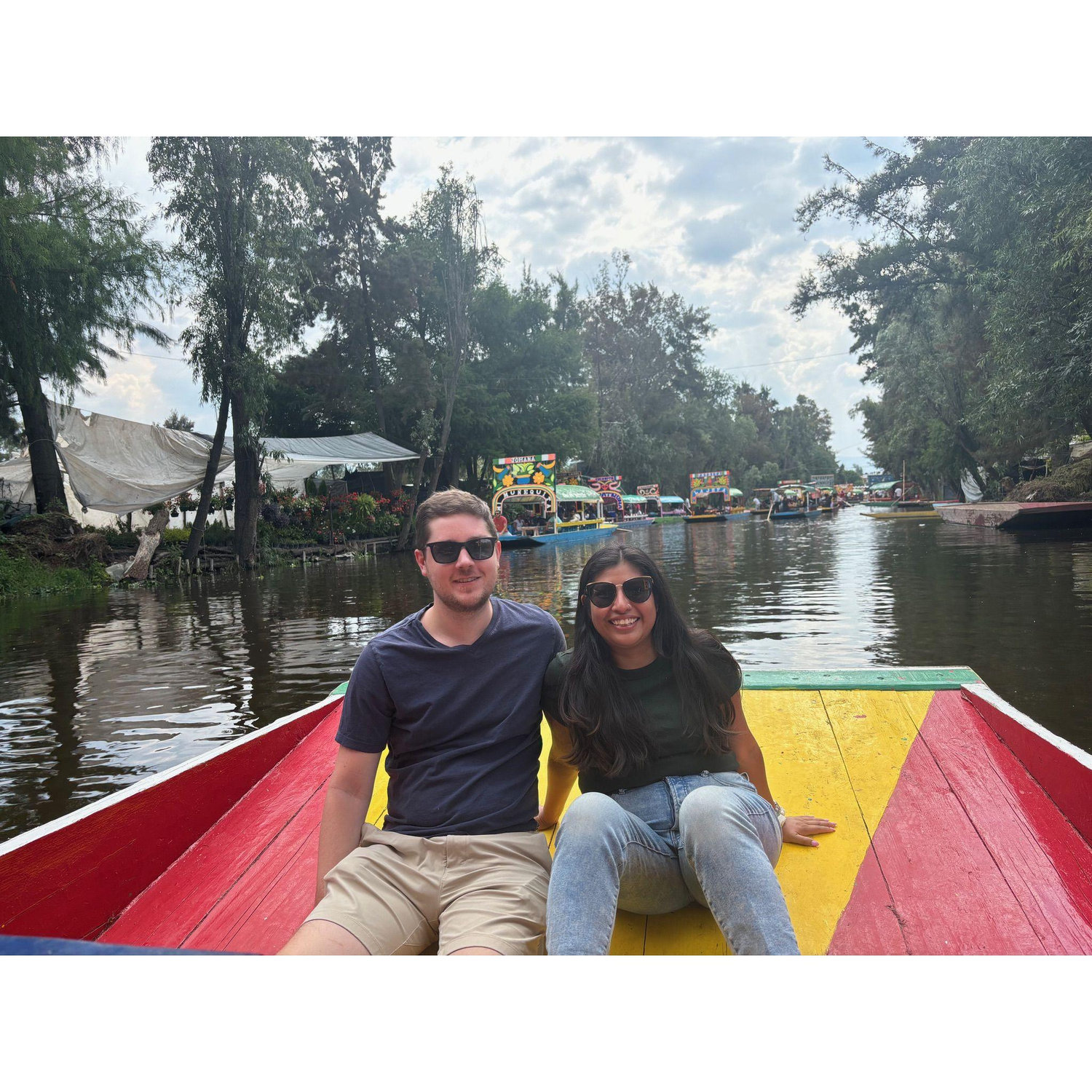 Trajinera boats in Xochomilco, Mexico City