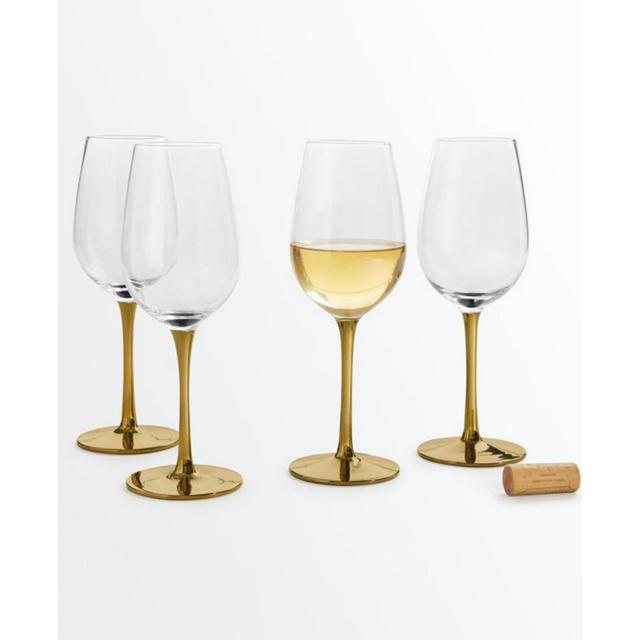 Martha Stewart Collection Gold Stem White Wine Glasses, Set of 4, Created for Macy's