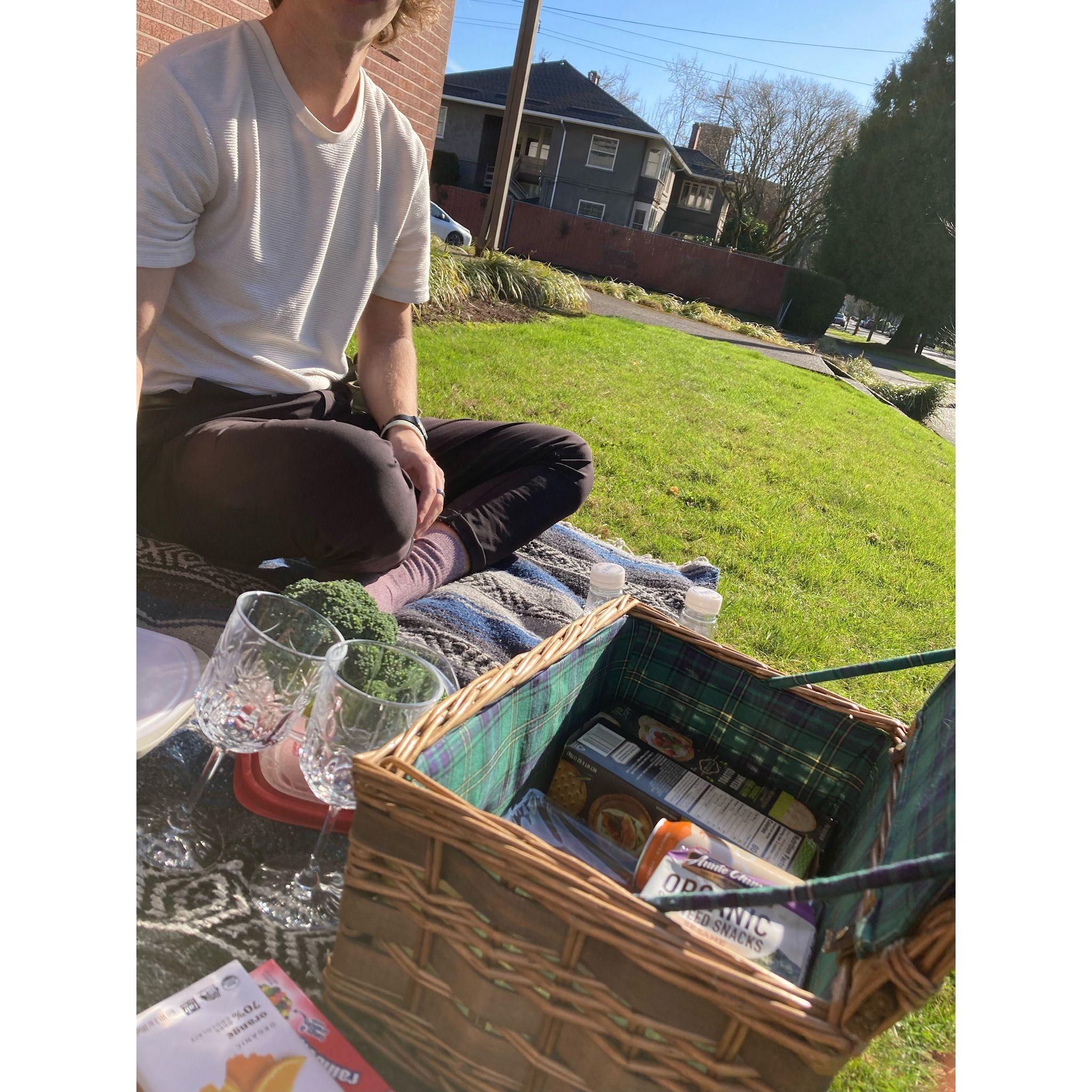 Our first picnic - on the church lawn because we were too hungry to drive to the gorge or a park