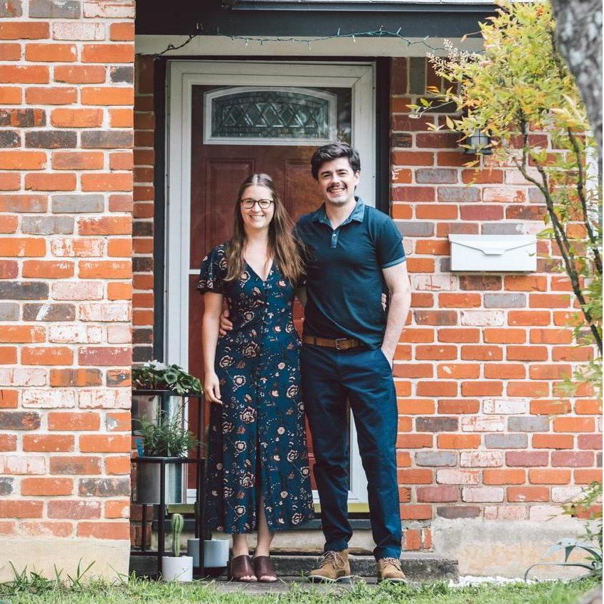 Our Quarantine FrontPortrait in front of our home in Austin