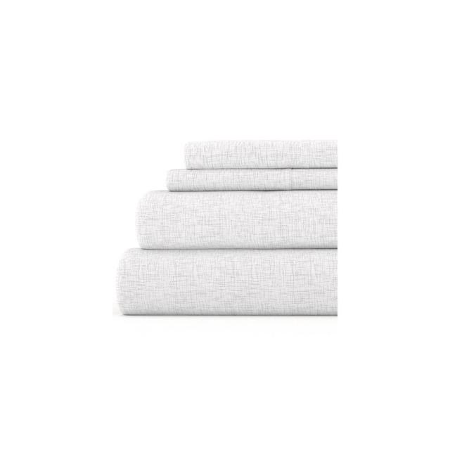Becky Cameron, Easy Care, Chambray Pattern Sheet Set, Queen, White