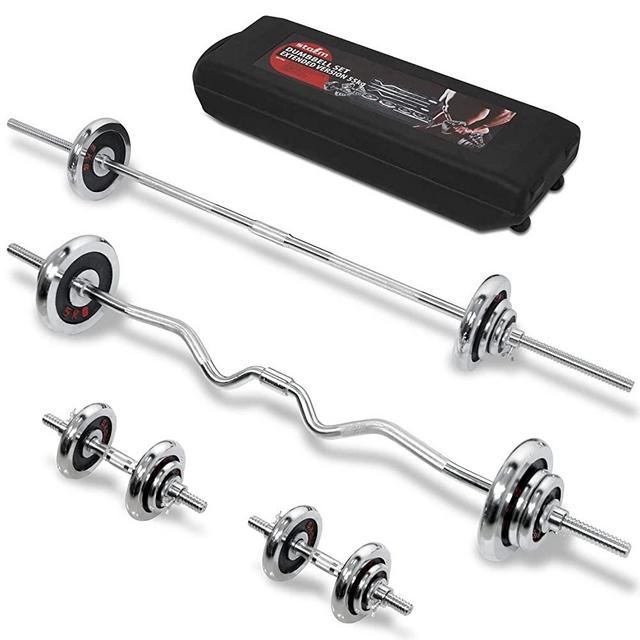 STOZM Dumbbell Set with Case – 121lbs Versatile Extended Set with Bar Options