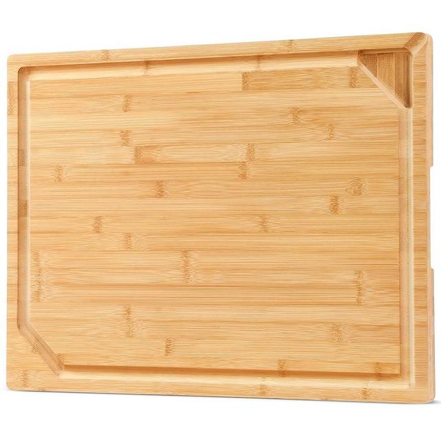 24 x 18 Extra Large Bamboo Serving Boards for Kitchen, Heavy Duty Wood Butcher Block Chopping Board with Handle and Juice Groove for Meat, Large Charcuterie Board, Over the Sink Cutting Board