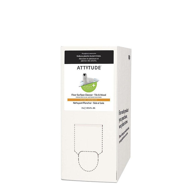 ATTITUDE Natural Floor and Multi-Surface Cleaner, Sustainable Liquid Refill Container for Tiles & Wood, Hypoallergenic & Pet-Friendly, Citrus Zest, 67.7 Fl Oz
