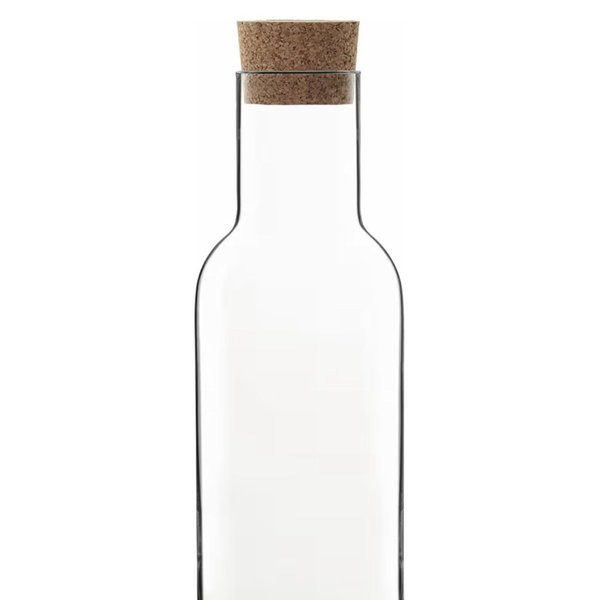 Luigi Bormioli Sublime 34 oz Glass Carafe with Cork Stopper – 10.4" Lead-Free Crystal Wine Decanter for Water & Wine – Elegant Serving Bottle, Clear Glass Serveware, Made in Italy